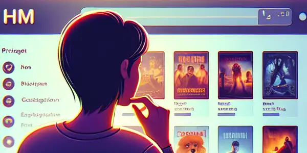 A modern digital interface for an online adult film platform with user browsing and privacy features.